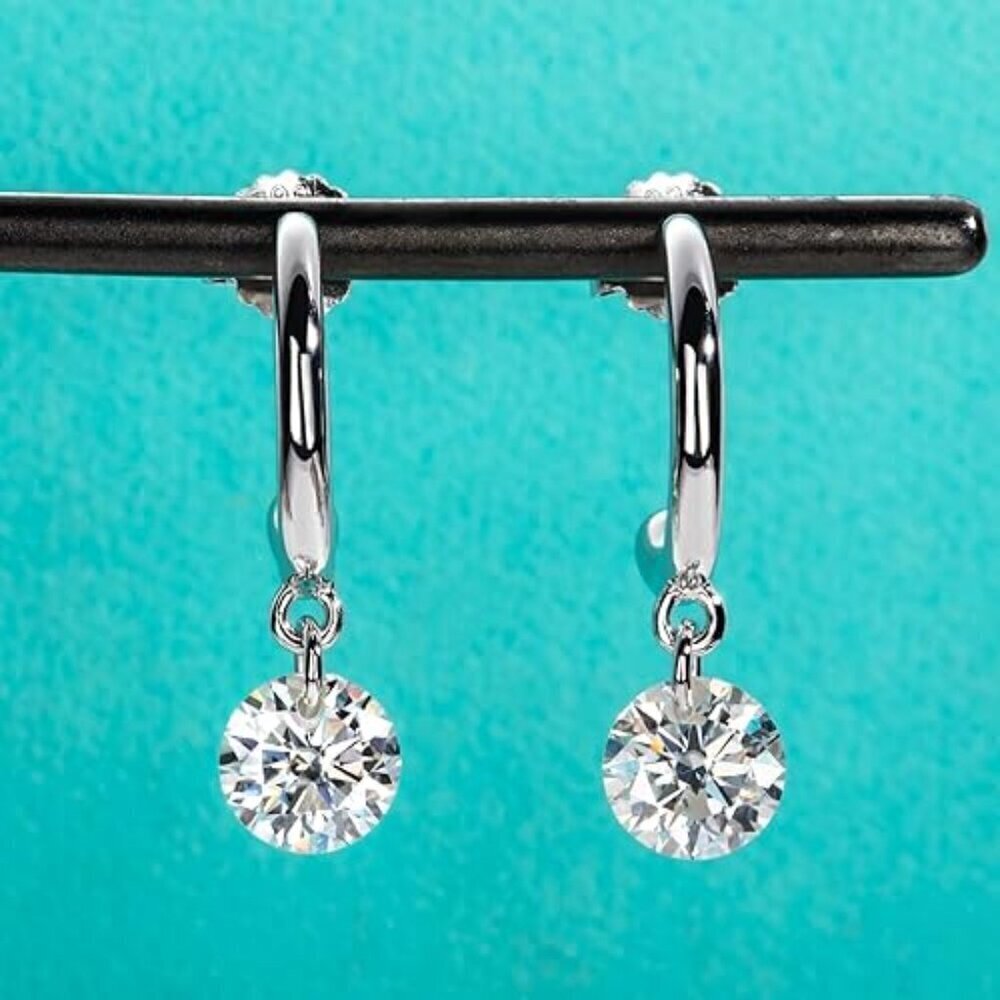 Certified 14K White Gold Drop Diamond Earrings 2CT Moissanite S925 Elegant Gift
